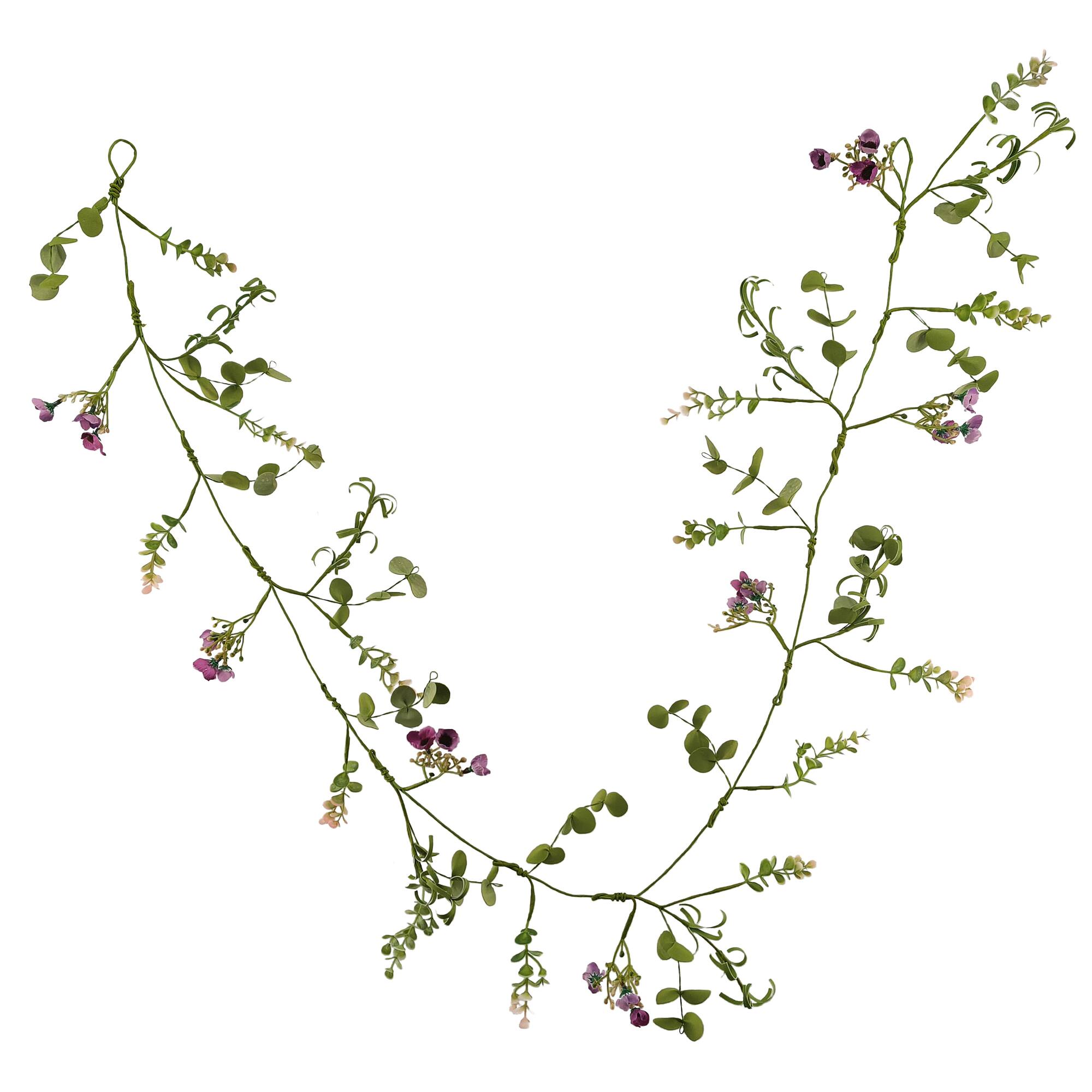 5ft. Purple Blossom & Eucalyptus Mix Coiled Garland by Ashland®